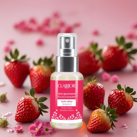 Huile câline et comestible visage et corps parfum fraise 50ml